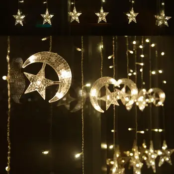 Moon Star LED String EID Mubarak Ramadan Lys Islamiske Muslimske Fest, Bryllup Indretning Eid Al Adha og Ramadan Dekoration til Hjemmet