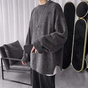Vinteren 2020 koreanske Version Af Joker Oversize Solid Farve Besætning Hals Pullover Sweater Solid Farve Ins Tendens Mænds Sweater