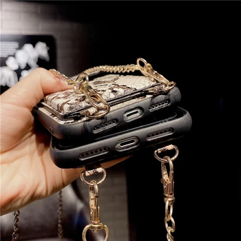 KJOEW NYE Læder Tegnebøger Phone Case For iPhone-11 Pro Max antal SE 2020 X XR XS Max 7 8 Plus 12 Slangeskind Mønster Dækning Med Lanyard