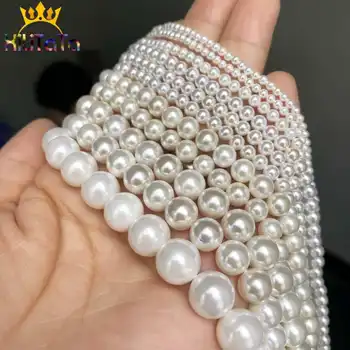 Naturlig Hvid Shell Pearl Perler, Runde Løs Spacer Perler Til Smykker at Gøre DIY Armbånd Halskæde Tilbehør 15