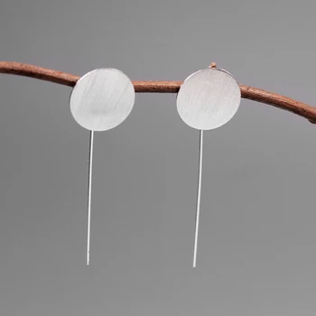 Lotus Sjov Øjeblik Ægte 925 Sterling Sølv Kreative Designer Mode Smykker Minimalisme Stil Runde Dingle Øreringe til Kvinder