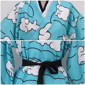 Anime Demon Slayer Kimetsu ingen Yaiba Kamado Tanjirou Urokodaki Sakonji Cosplay Kostume Himmel Blå Kimono Uniform Helloween Outfit
