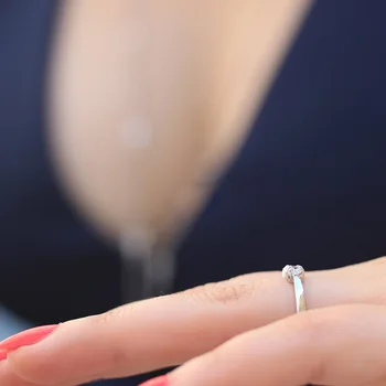 Runde Cut 0.3 ctw 3mm F farve Lab Vokset Moissanites Diamant Engagement Ring, Bryllup Band i 14K hvidguld Og Sølv Til Kvinder