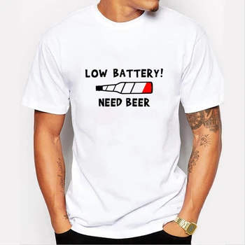 50445# lav batteri har brug for beer t-shirt mænd er tshirt top tee sommeren Tshirt mode cool O hals kortærmet skjorte