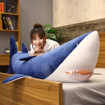 60-200cm Store Bløde Haj Legetøj af Høj Kvalitet Simulering Megalodon Haj Pude for Børn Gaver
