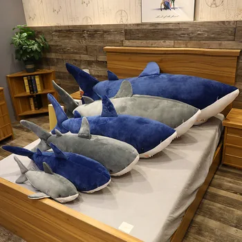 60-200cm Store Bløde Haj Legetøj af Høj Kvalitet Simulering Megalodon Haj Pude for Børn Gaver