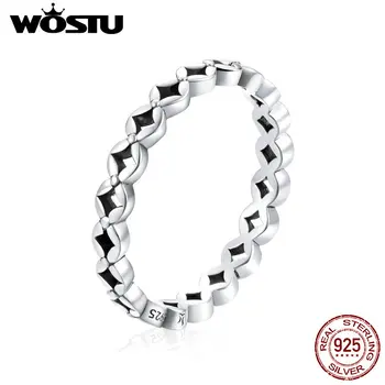 WOSTU 925 Sterling Sølv Fine Smykker, vielsesringe Geometriske Ring For Mode Kvinder, Piger Søde Smykker Bijoux Femme