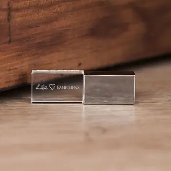 16GB, 32GB, 64GB Mode Nye Metal Krystal 2-I-1 USB 2.0-hukommelse flash stick pen-drev (med logo)