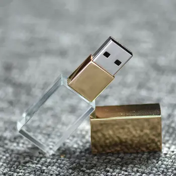 16GB, 32GB, 64GB Mode Nye Metal Krystal 2-I-1 USB 2.0-hukommelse flash stick pen-drev (med logo)