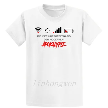 Apocalypse Wlan Internet Batteri Off T-Shirt Kawaii Designer Basic Kortærmet Sommer Besætning Hals Søde Formel Skjorte