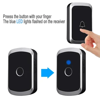 Nye Trådløse Dørklokke Vandtæt 300 M Remote EU-AU UK OS Plug Smart dørklokke Dørklokke Batteri Knappen AC-Modtager