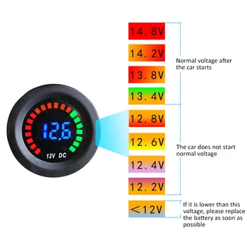 Bil Digital Voltmeter Amperemeter DC 12V Motorcykel Vandtæt Farve-Tv med Digital LED-Panel Voltmeter Auto Tilbehør