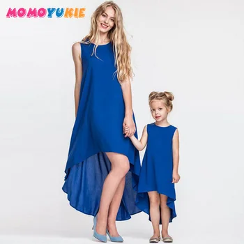 Mor datter kjoler familie matchende udstyr stribet ærmeløs patchwork mor og baby pige barn casual maxi kjole