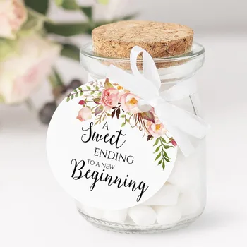 100 Stykker, Rustikke Blomster Personlige Bryllup Tags med det Hul, Slik Favoriserer gaveæsker, Cupcake Tags