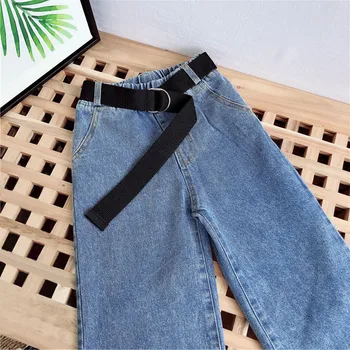 Fashion Baby Piger Jeans Bukser med Bælte Køligt Efterår Børn Tøj Vinter Denim Bukser til Børn, Baby Tøj