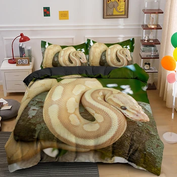 3D Snake Printet Quilt Duvet Cover Sæt Animalske Strøelse Sæt Luksus Sengetøj i Enkelt-Dobbeltværelse med Kingsize-Queen Size