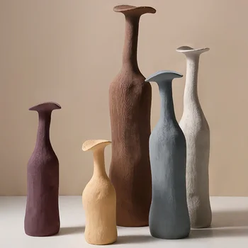 Ny Mode Kreativ Keramik Vase Minimalistisk Morandi Farvet Stue Hjem Dekorationer Nordisk Stil Skulptur Kunst Carfts Gave
