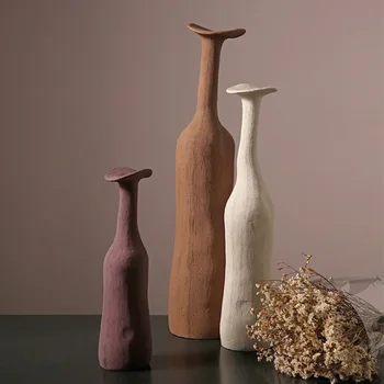 Ny Mode Kreativ Keramik Vase Minimalistisk Morandi Farvet Stue Hjem Dekorationer Nordisk Stil Skulptur Kunst Carfts Gave