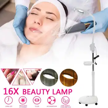 16X Dioptri LED Makeup-Gulvtæppe Står Lampe Kolde Og Varme Ligth Lup Glas Len Ansigts Lys Beauty Salon Negle Tatovering