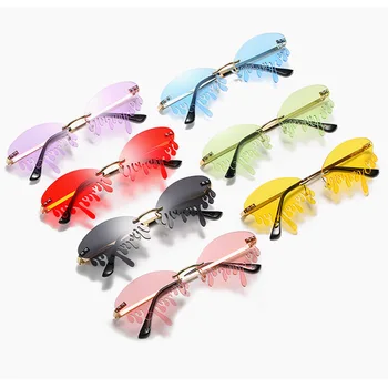 2020 Mode Tårer Flamme Solbriller Kvinder Mænd Brand Design Uindfattede Bølge-Brillerne Luksus Trend Smalle Solbriller Streetwear