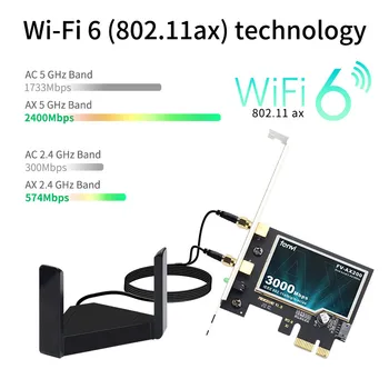 Dual Band Wireless Til PCIe-Intel AX200 wifi 6 Adapter 3000Mbps Wifi Wlan-Kort, Bluetooth 5.1 802.11 ax 2,4 G/5 ghz For Windows 10