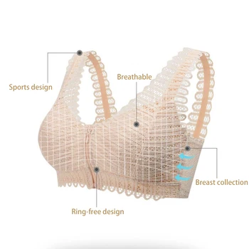 Brystoperation, Bra Front Spænde uden Stål Ring Blonde Undertøj og Kunstige Silikone Falske Bryst Former Protese 300g