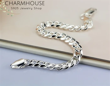 Charmhouse Massiv 925 Sølv Armbånd til Mænd 10mm Kæde armbånd Armbånd Armbånd Pulseira Femme Bryllup Brude Smykker