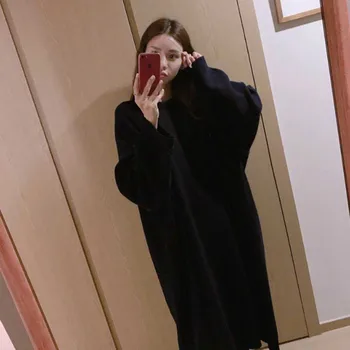 Plus Størrelse Efterår Og Vinter Kvinder Sweater Kjole 2020 Koreanske Elegante One-Piece Løs Mode Kjole Kvindelige Afdækning Knitt Sweater Kjole