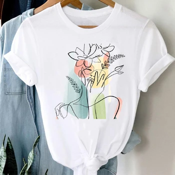 T-shirts Kvinder Elegante Akvarel af 90'erne Mode Trend Mujer Camisetas Tøj Grafisk Tshirt Top Dame Print Kvindelige Tee T-Shirt