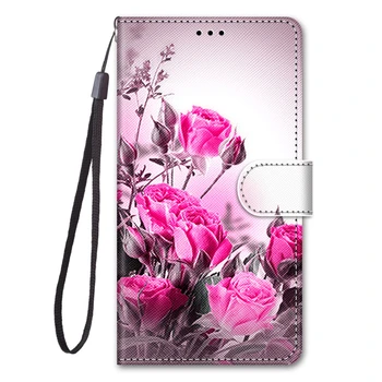 Dejlig Blomst Læder taske Til Samsung Galaxy S10 S9 Plus S10E S8 S7 S6 S5 Magnet Flip Book taske Til Samsung S 10 9 8 Plus Dækning