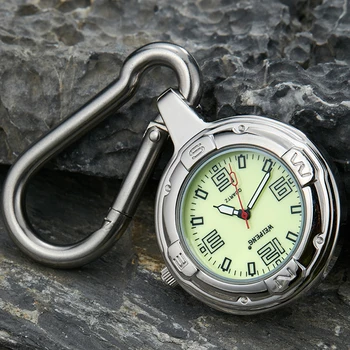 Luksus Clip-On i Sølv Karabinhage Pocket Watch Mænd, Kvinder Mode Lysende Skiver Udendørs Sport Klatring Ure reloj de bolsillo