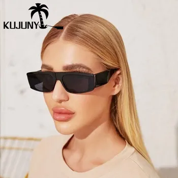 KUJUNY Kvinders Solbriller Mænd Flad Top Vintage solbriller Kvinder Brand Designer Eyewears Damer Lille Rektangel Briller