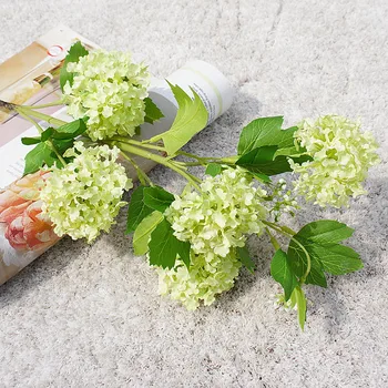 Nye 5 Hoveder Hortensia Kunstig Blomst Silke Blomst til Home Party Dekoration Bryllup Blomst Væg DIY Indretning Falske Blomster