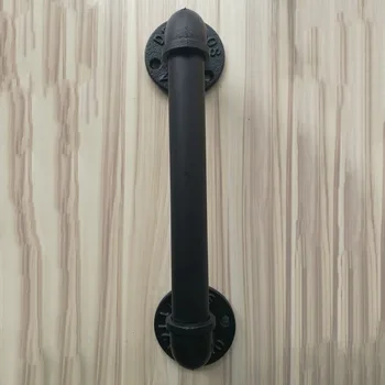 Håndlavet middelalderlige retro industriel stil steel pipe indretning træk i dørhåndtaget jern sort antik håndtag