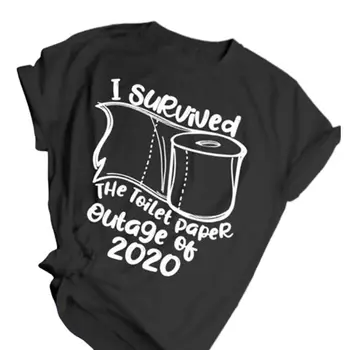 Kvinder Mænd Kort Ærme Sjove Karantæne T-Shirt, jeg Overlevede Toilet Papir Udfald af 2020 Breve Grafisk Casual Løs Pullover