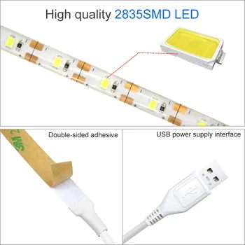 5V USB Power LED Strip Light med Touch-Dæmpbar Skifte Vandtæt Fleksibel LED Diode Bånd Lampe til TV Desktop-Skærm Baggrundsbelysning