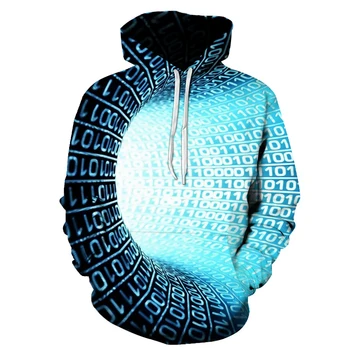 Geometrisk mønster mænds 3D-print hoodeds sweatshirt kreative casual mode hoodie efterår og vinter mode hooded pullover