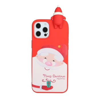 2021 Glædelig Jul Case Til iPhone 12 11 Pro XS Antal XR-X SE 2 2020 7 8 Plus Dækning Søde Dukke 3D-Tegnefilm bløde nytår Gave Poser