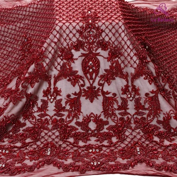 La Belleza 2018 mode design tunge håndlavede blonder perlebesat stof 1 yard