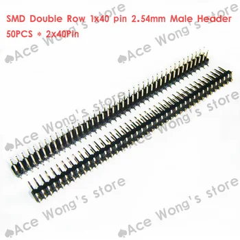 (50stk/masse) 2x40 pins, Dobbelt Række 2,54 mm Pitch SMD Nål Mandlige Pin Header