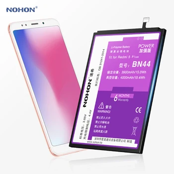 Nohon Batteri Til Xiaomi Redmi 5 Plus BN44 4000mAh indbygget Høj Kapacitet Telefon Li-polymer Batería For Mi Redmi 5 Plus Batterier