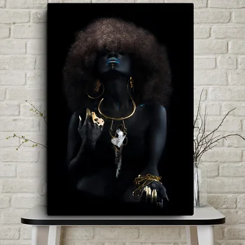 Sorte Afrikanske Nøgen Kvinde Lærred Maleri Plakater og Prints Skandinaviske Væg Kunst Billeder til stuen Home Decor