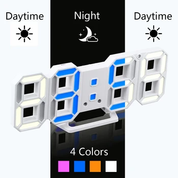 Nyeste Farve Udskiftelige LED Wall Clock 3D Moderne Digital Desktop Vækkeur Hjem Stue Kontor Bord, Skrivebord Nat Lys