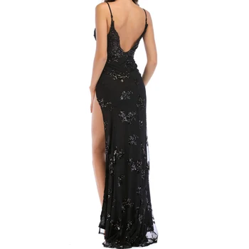 Tobinoone Elegante paillet kvast maxi havfrue kjole Kvinder om aftenen fest sommer kjole 2020 sexet ryg-mesh lang kjole vestidos