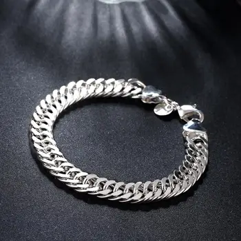 10MM Sidelæns Kæder Kæde Armbånd Klassiske Armbånd i Sølv Mode Smykker Tilbehør til Kvinder og Mænd Gaver