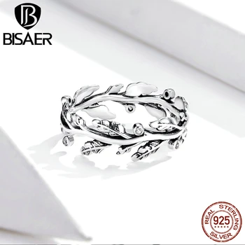 BISAER 925 Sterling Sølv for Evigt Klare CZ Klassiske Grene Fingerringe Kvinder Dubai Bryllup Brude Smykker ECR669