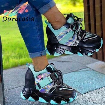 DORATASIA Nyeste Hot Salg INS Mode Udsmykning Mærke Sneakers Kvinder 2020 Luksus Højde Stigende Kvinder Sko