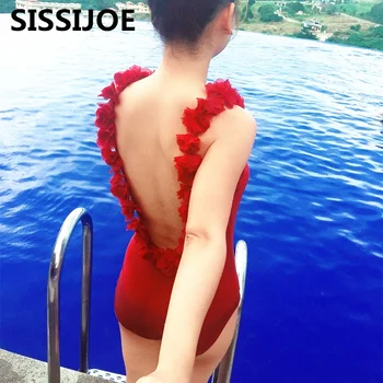 Sexet Kvinder, Ét Stykke Badedragt 3D Blomst Rem Ryg-Wirless Bodysuit Bikini Badedragt badedragt Sommer Strandtøj