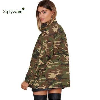 Kvinder 2020 Foråret Vintage Camouflage Army Grøn Lynlås Knap Jakker Outwear Frakker Kvindelige Militære Bombefly Jakke, Bluser S-5XL