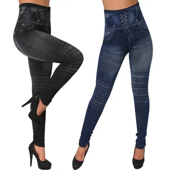 S-3XL Plus Size Jeans Leggings med Høj Talje Jeggings Kvinder Problemfri Legging Sexet Slank Leggins Kvindelige Push Up Bukser Mode 2019